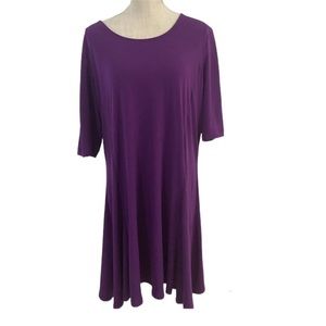 Susan Graver Tunic Purple Pullover Short Sleeve Cutout Detail